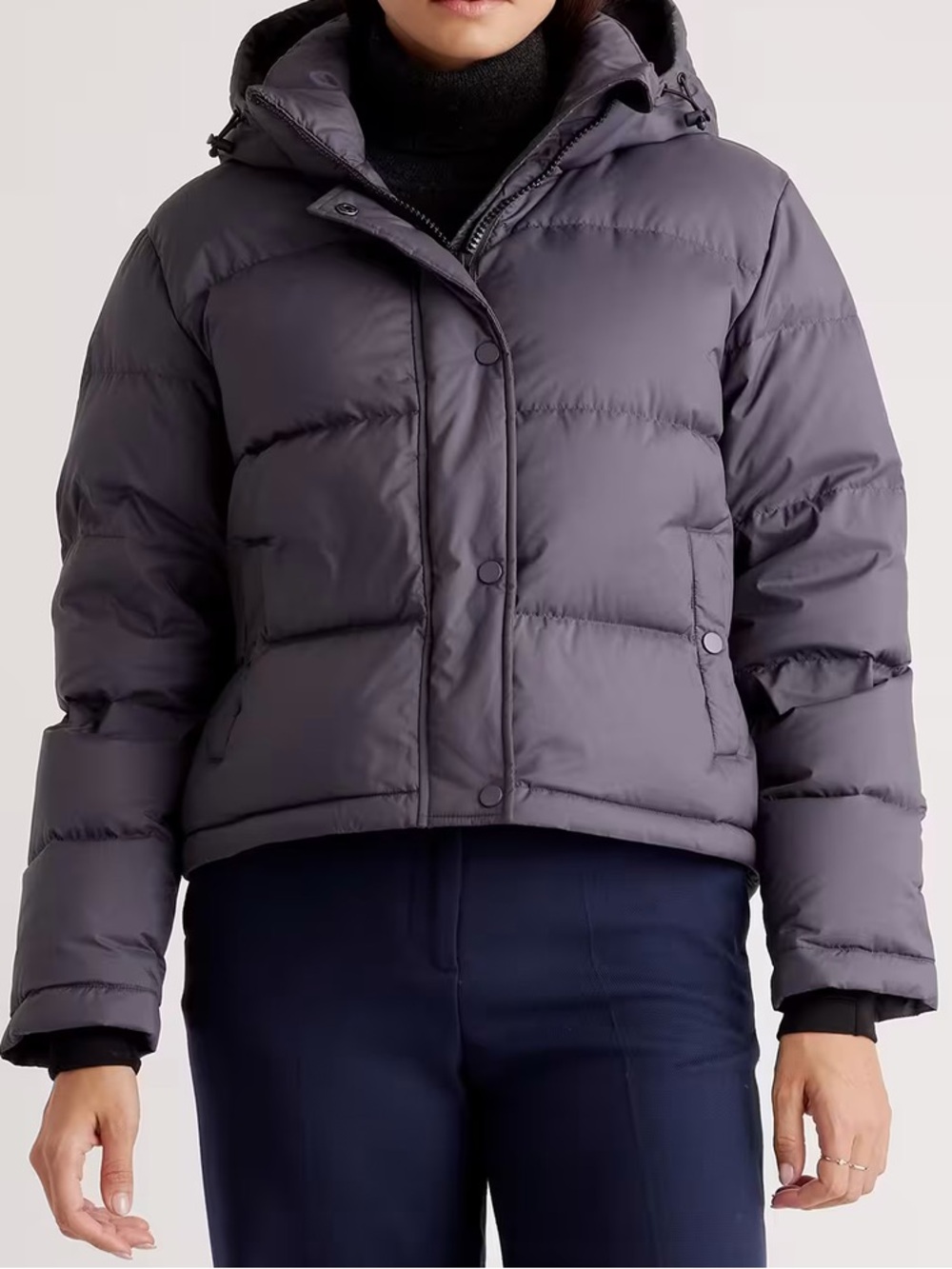 QUINCE RESPONSIBLE DOWN CROPPED PUFFER JACKET CARBON GREY - L